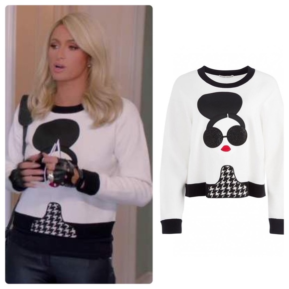 🛍 SOLD- ALICE + OLIVIA Gleeson Stace Face Pullover Sweater - Picture 4 of 15